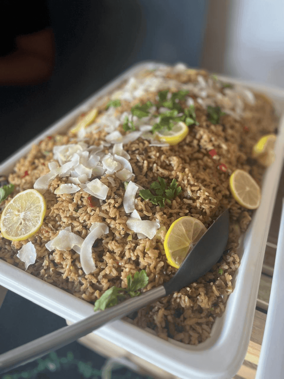 Wild rice pilaf salad with lemon.